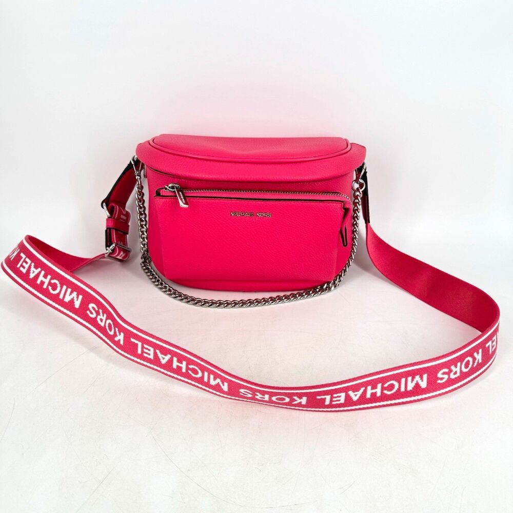 Michael Kors Slater Sling Bag Pink Crossbody Chain Logo Strap NWOT